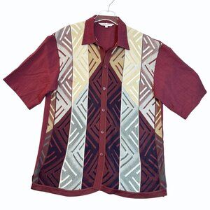 Silversilk 9 Mens L‎ Short Sleeve Silk Knit Button Polo Shirt Rockabilly Mod